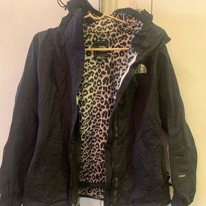 Women’s North Face Black Shell Jacket with Leopard
